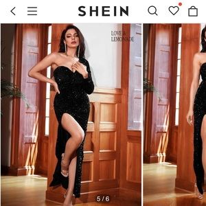 Love & Lemonade black sequin dress one shoulder gown new with tags